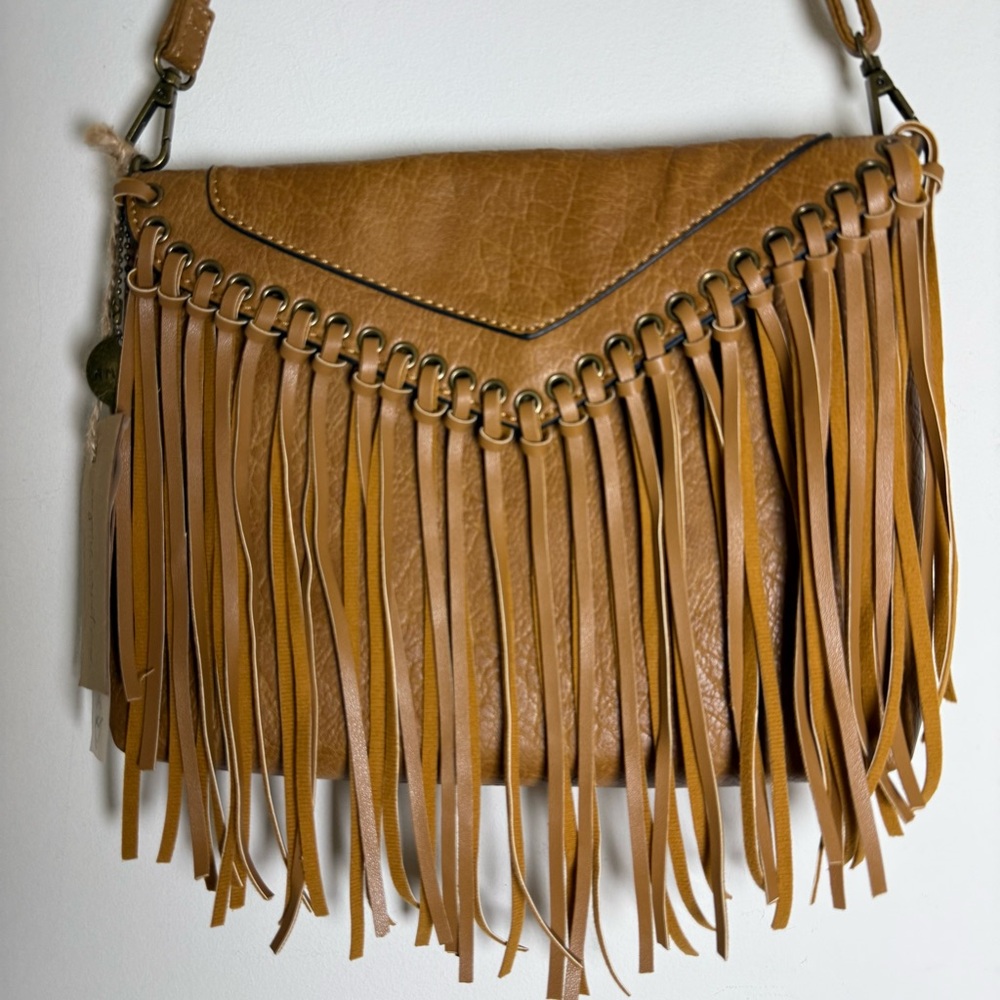 Fringe Tan Vegan Leather Ampere Women's Bag